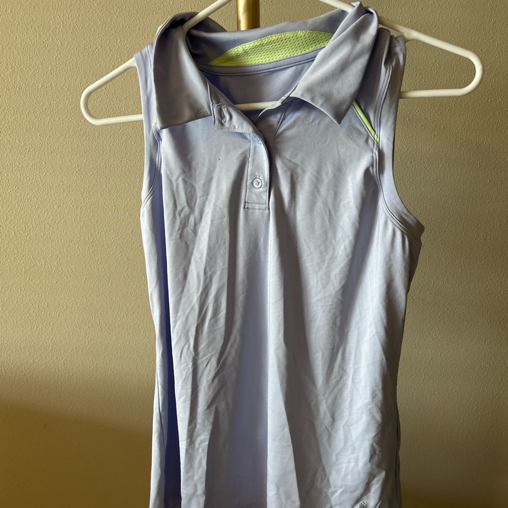 tek gear Lavender Sleeveless Polo with Lime Accent